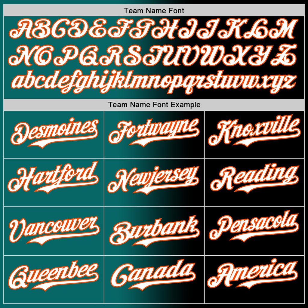 Custom Black White Teal-Orange Authentic Gradient Fashion Baseball Jersey