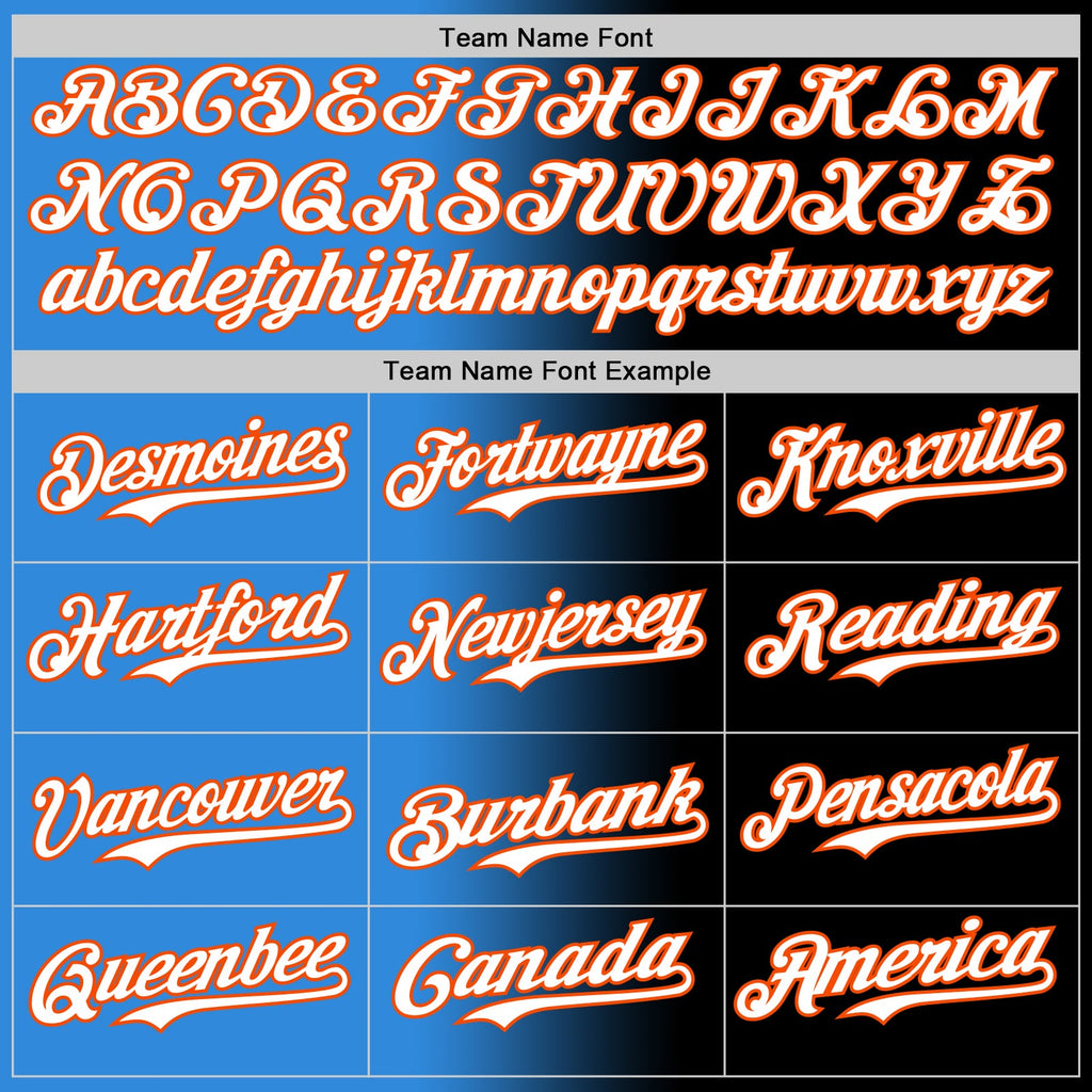 Custom Black White Electric Blue-Orange Authentic Gradient Fashion Baseball Jersey