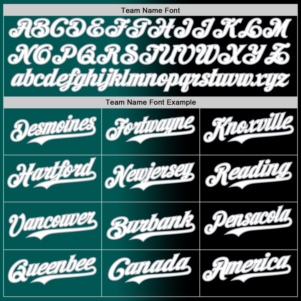 Custom Black White Midnight Green-Gray Authentic Gradient Fashion Baseball Jersey