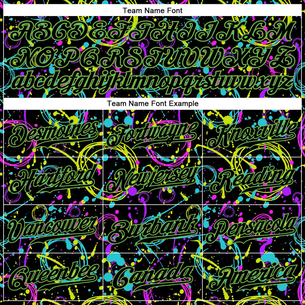 Custom Graffiti Pattern Black-Neon Green 3D Neon Splatter Authentic Baseball Jersey