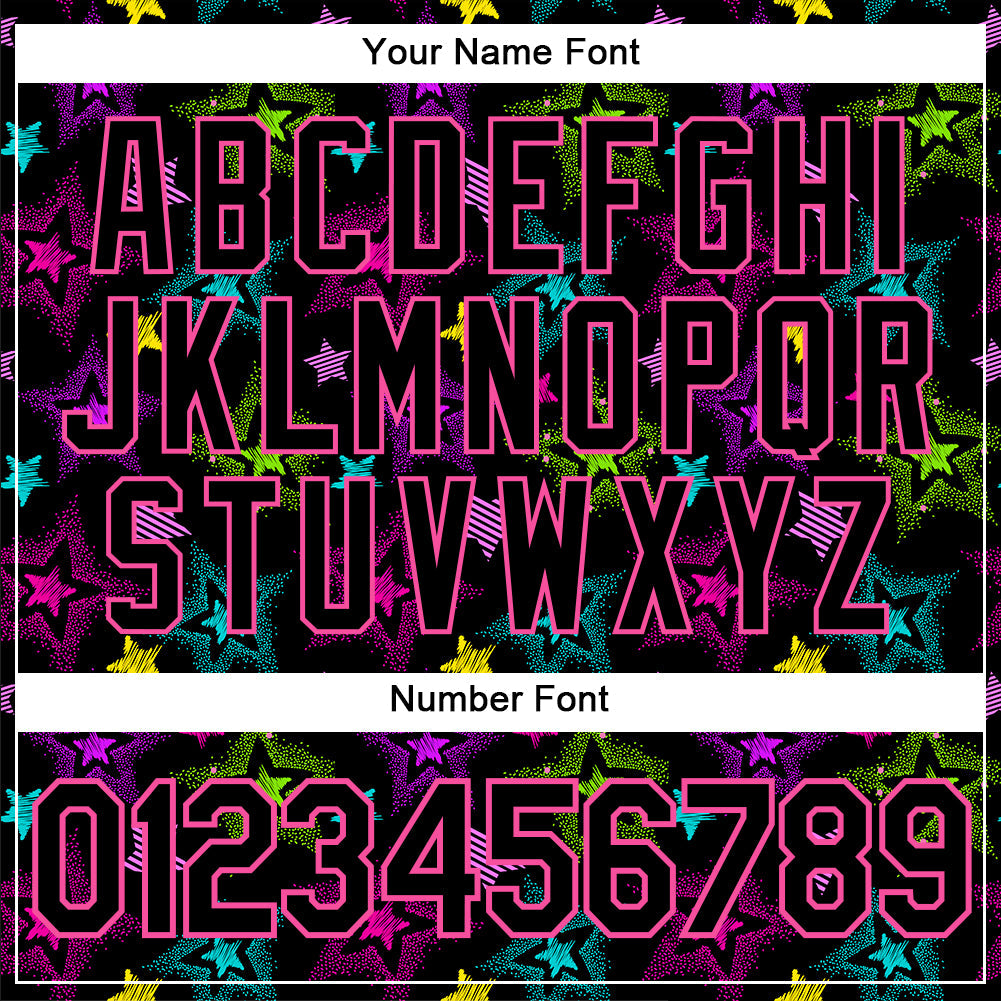 Custom Graffiti Pattern Black-Pink 3D Creative Colorful Stars Authentic Baseball Jersey