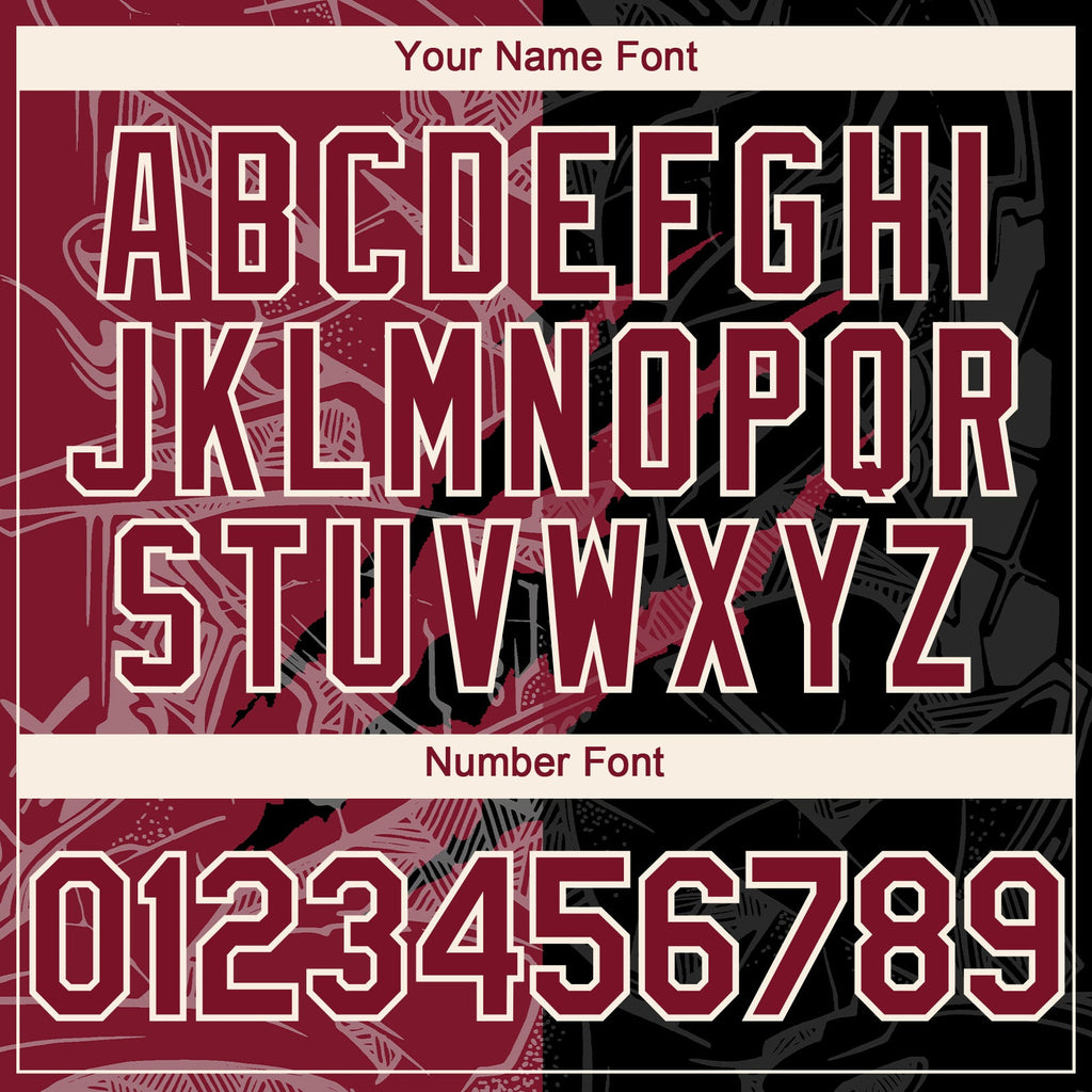 Custom Graffiti Pattern Crimson Black-Cream 3D Scratch Authentic Baseball Jersey