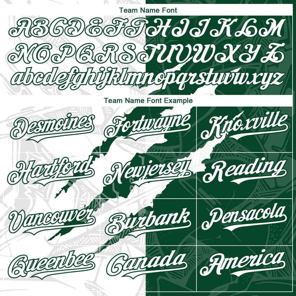 Custom Graffiti Pattern White-Green 3D Scratch Authentic Baseball Jersey