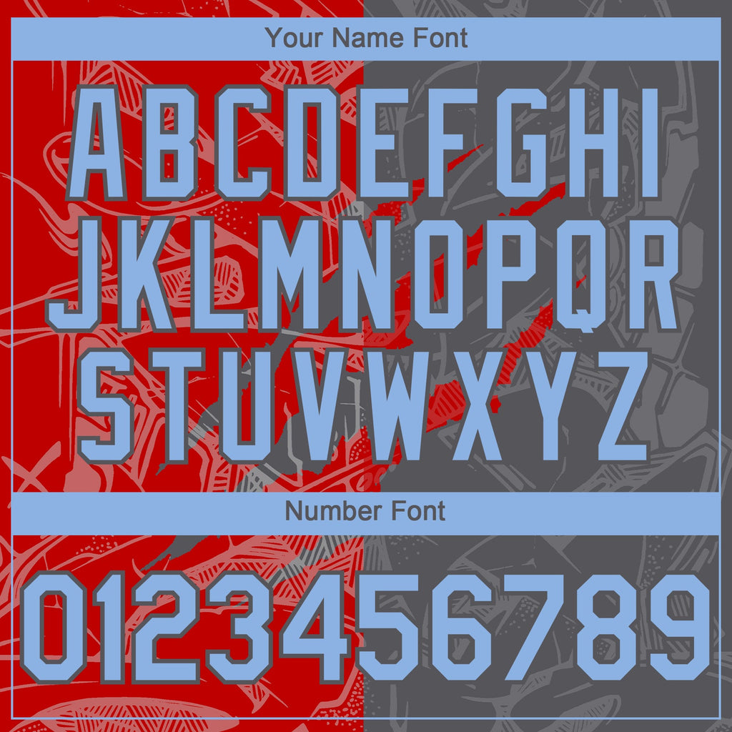 Custom Graffiti Pattern Light Blue Steel Gray-Red 3D Scratch Authentic Baseball Jersey