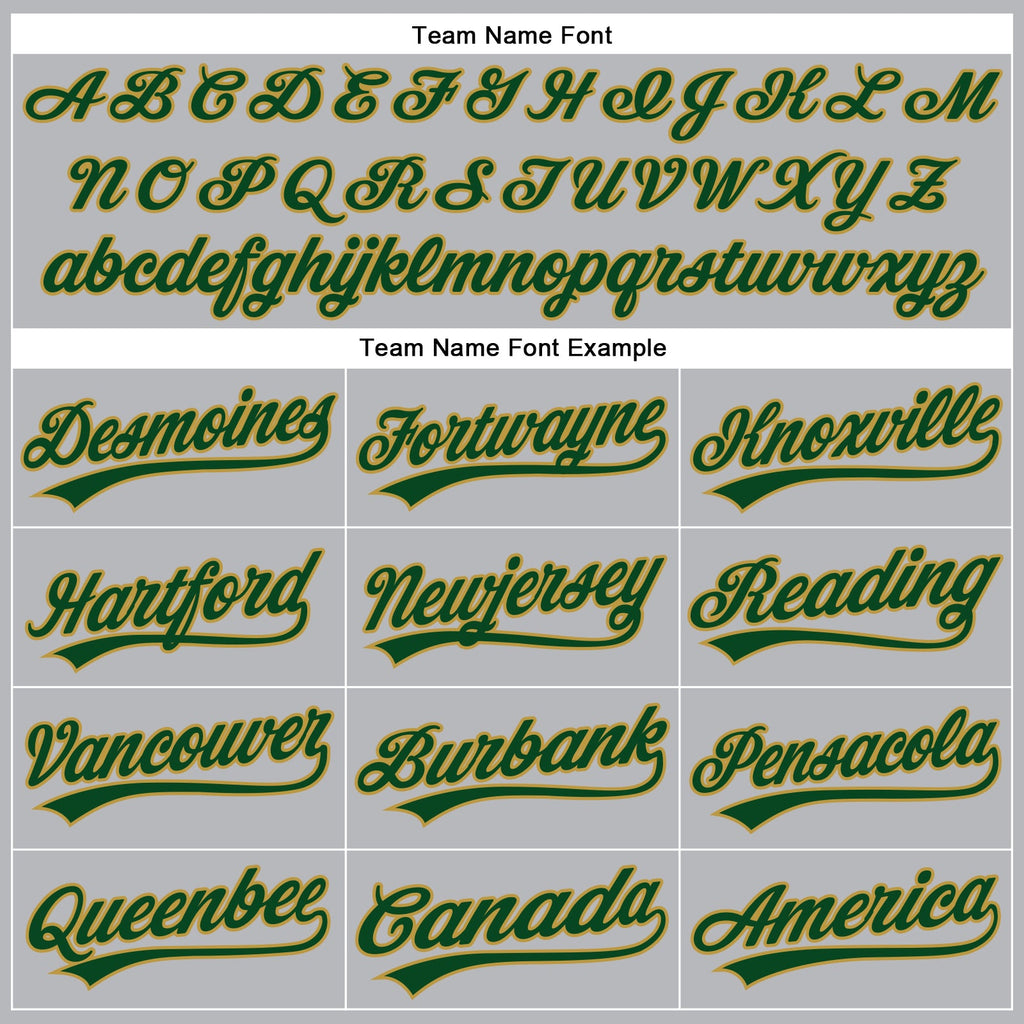 Custom Gray Green Pinstripe Old Gold Authentic Baseball Jersey