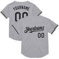 Custom Gray Black Mesh Authentic Throwback Baseball Jersey