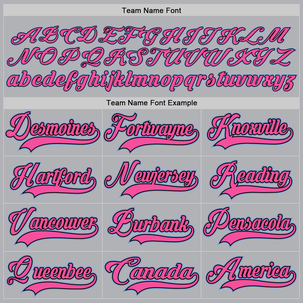 Custom Gray Light Blue Black-Pink Hockey Jersey