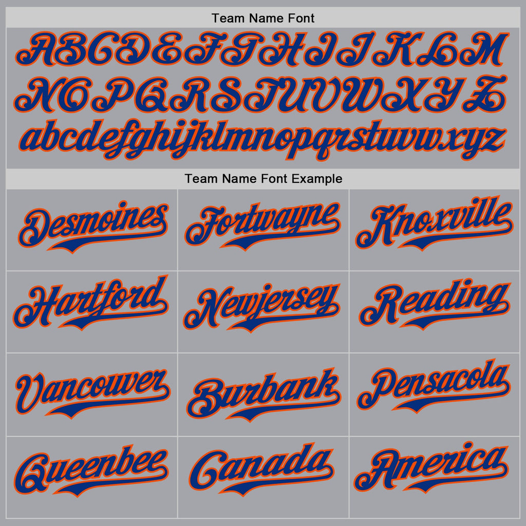 Custom Gray White Orange-Royal Authentic Baseball Jersey