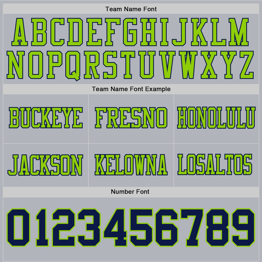 Custom Gray Navy-Neon Green Authentic Football Jersey