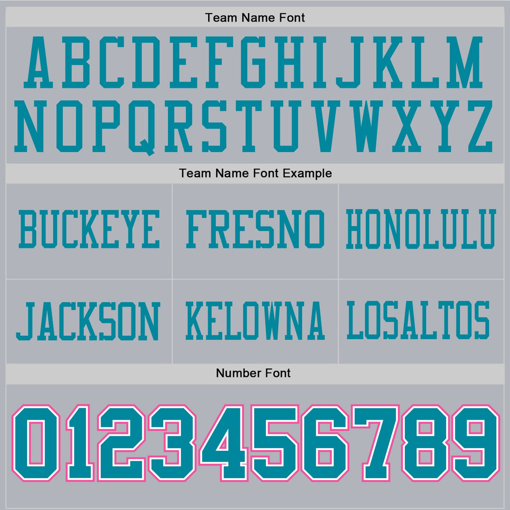 Custom Gray Teal White-Pink Authentic Football Jersey