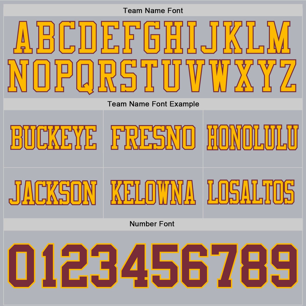 Custom Gray Burgundy-Gold Authentic Football Jersey