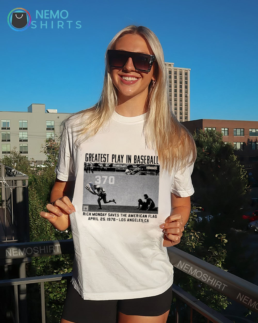 Greatest play in baseball Rick Monday saves the American flag 50th anniversary shirt