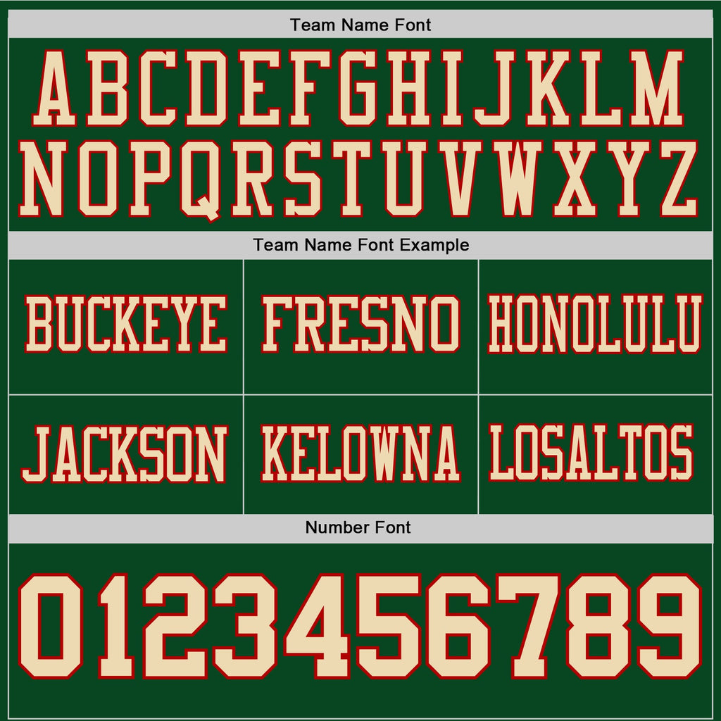 Custom Green Cream-Red Authentic Football Jersey