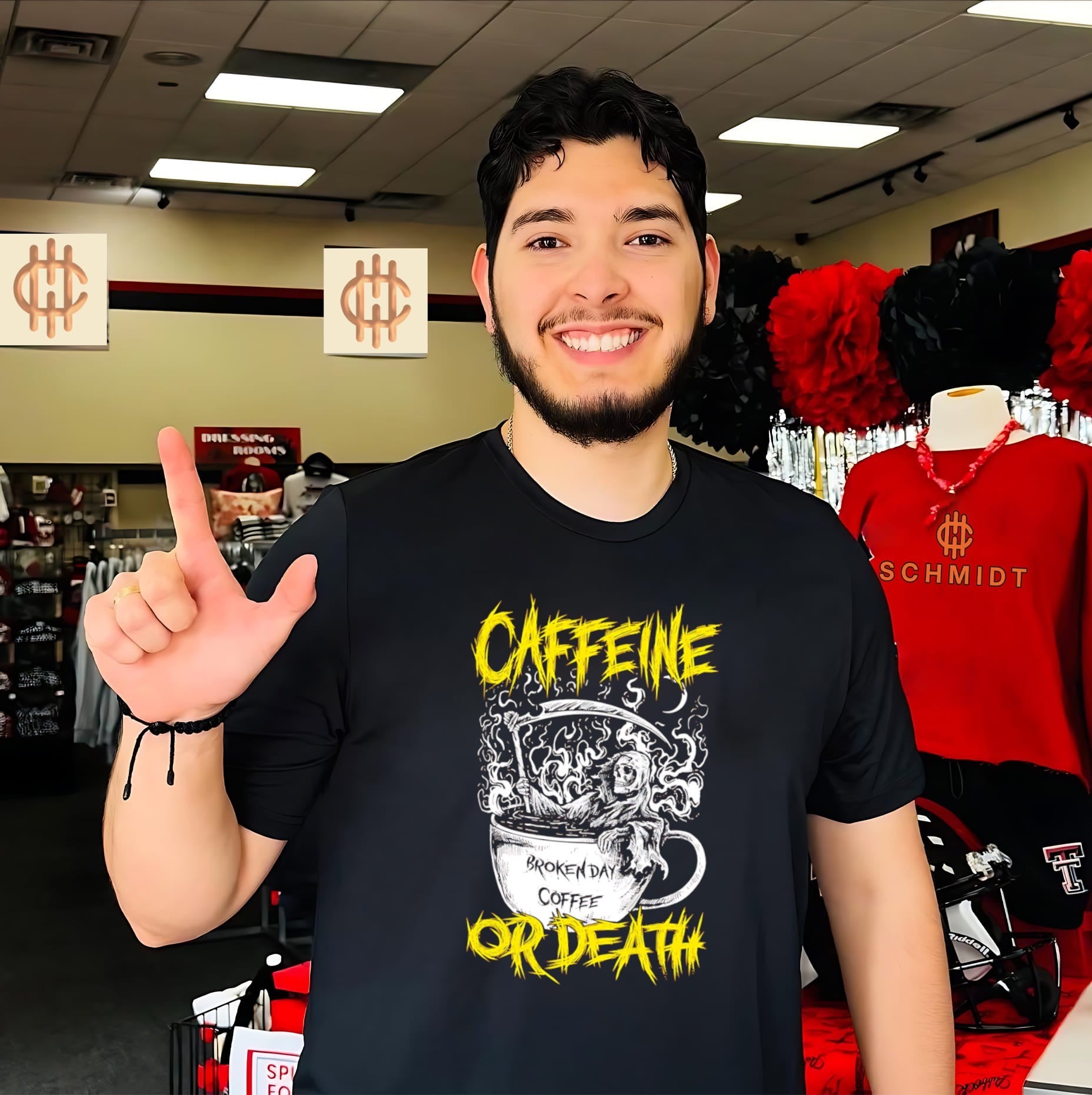 Grim Reaper Caffeine or Death Broken Day Coffee shirt