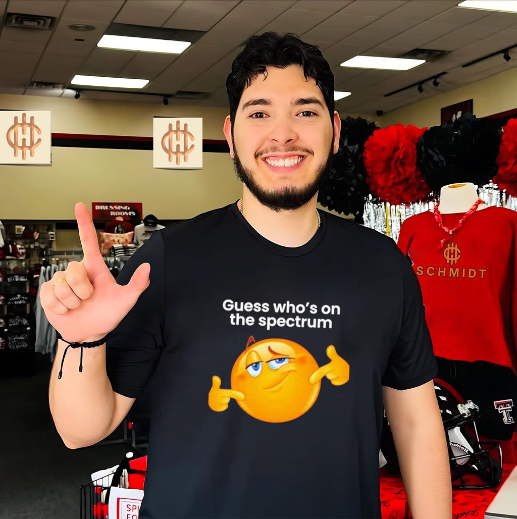 Guess Who’s on the Spectrum Emoji neurodivergent shirt