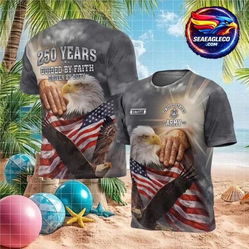 Guided By Faith Driven By Duty US Army 250th Anniversary Eagle Two Sided Shirt Unisex