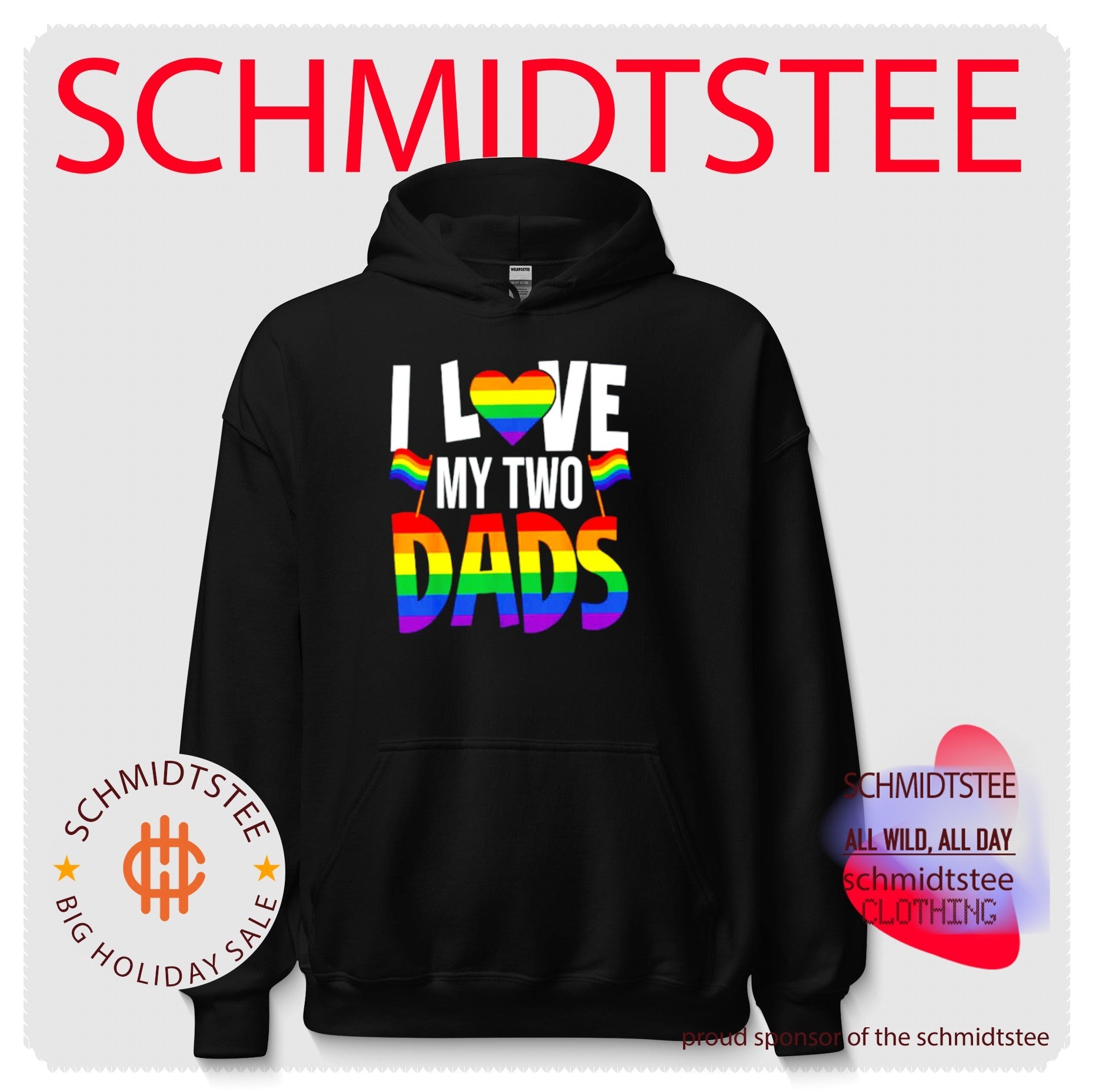 I Love My Two Dads Pride Rainbow Heart LGBTQ shirt