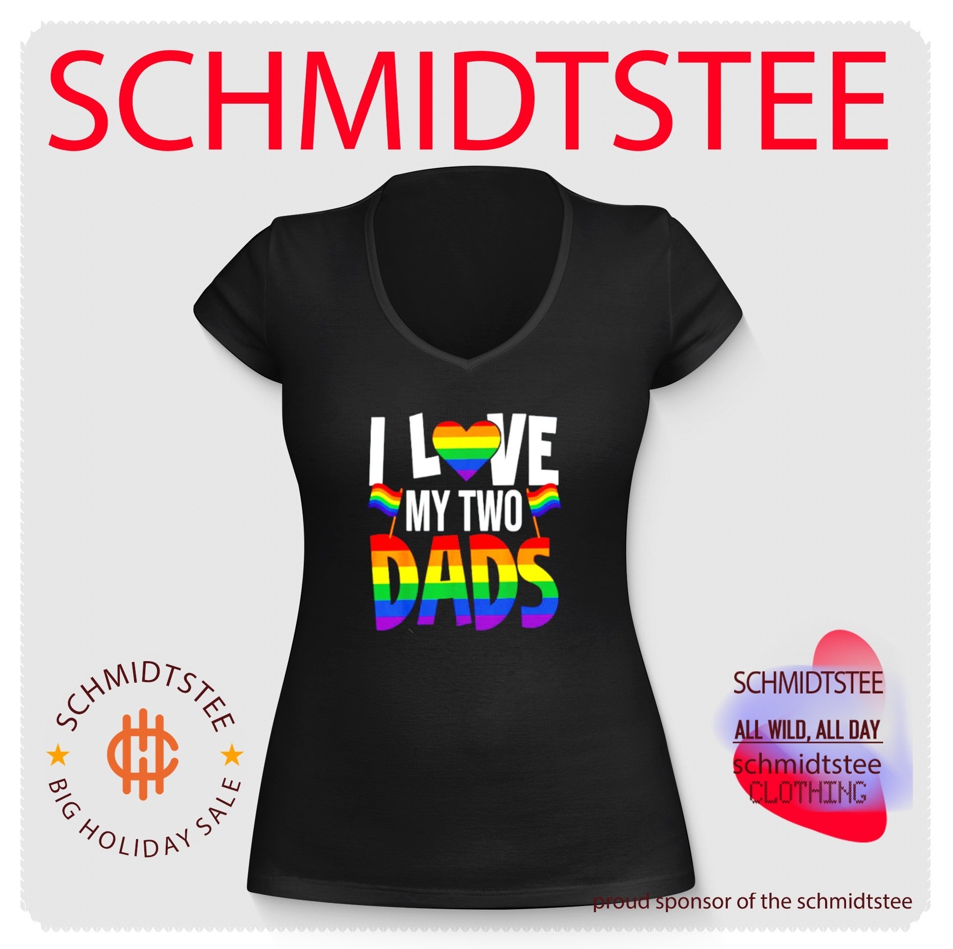 I Love My Two Dads Pride Rainbow Heart LGBTQ shirt