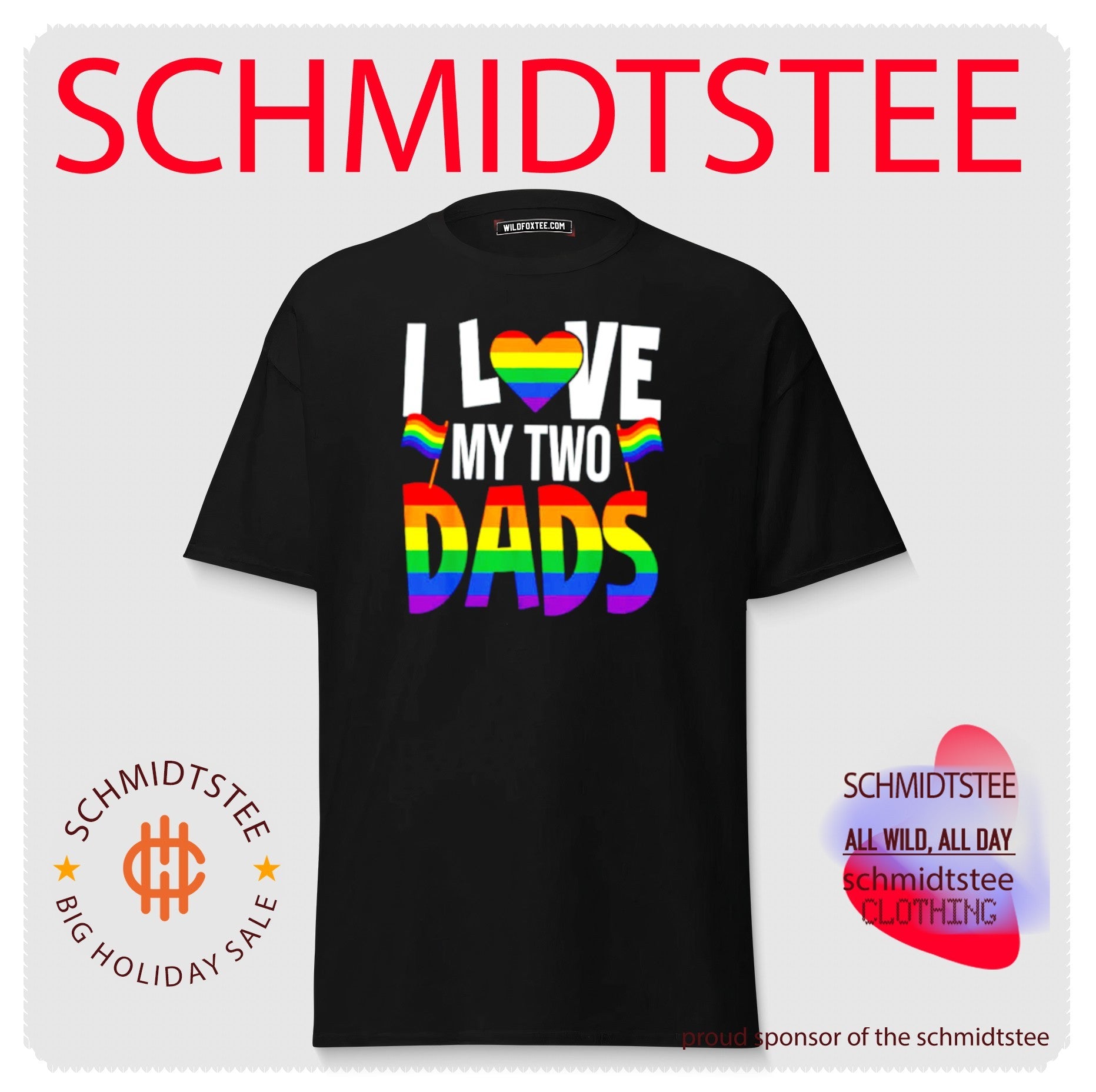 I Love My Two Dads Pride Rainbow Heart LGBTQ shirt