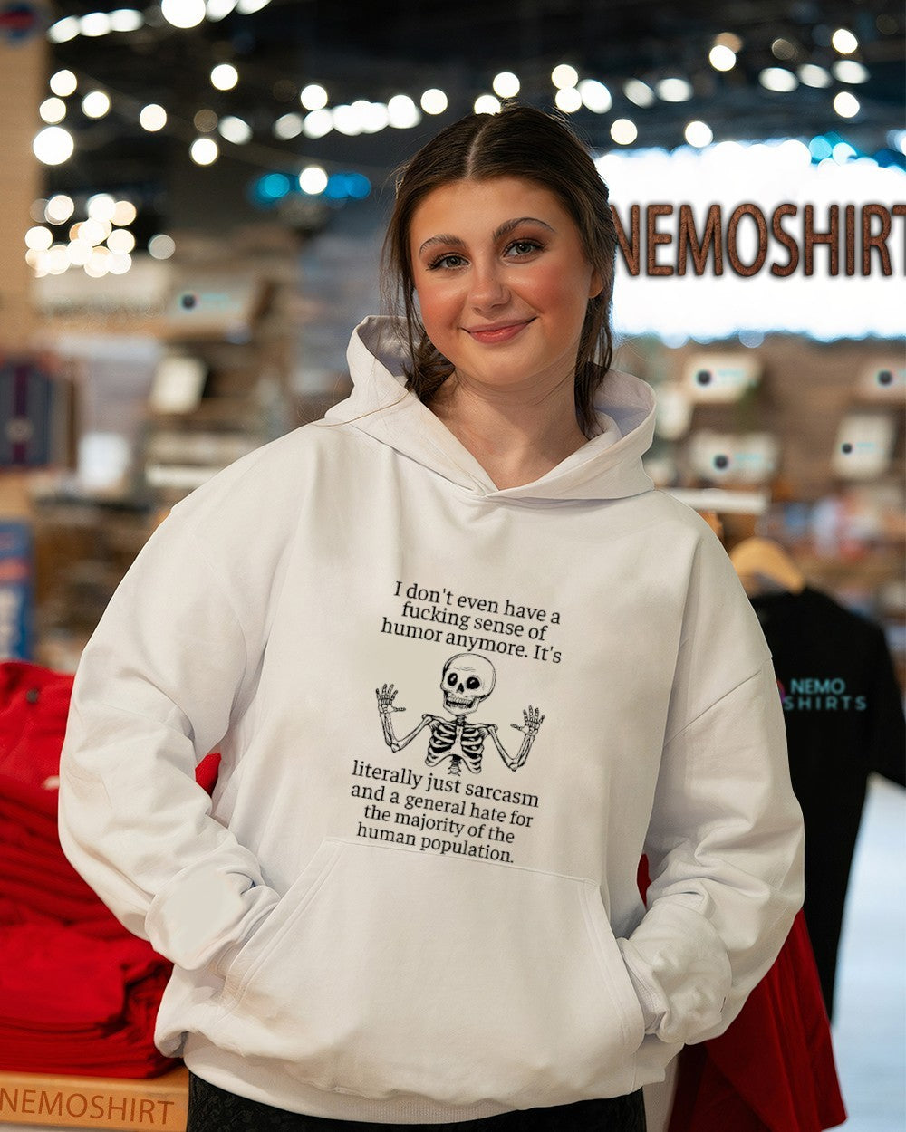I don’t even have a fucking sense of humor anymore skeleton shirt