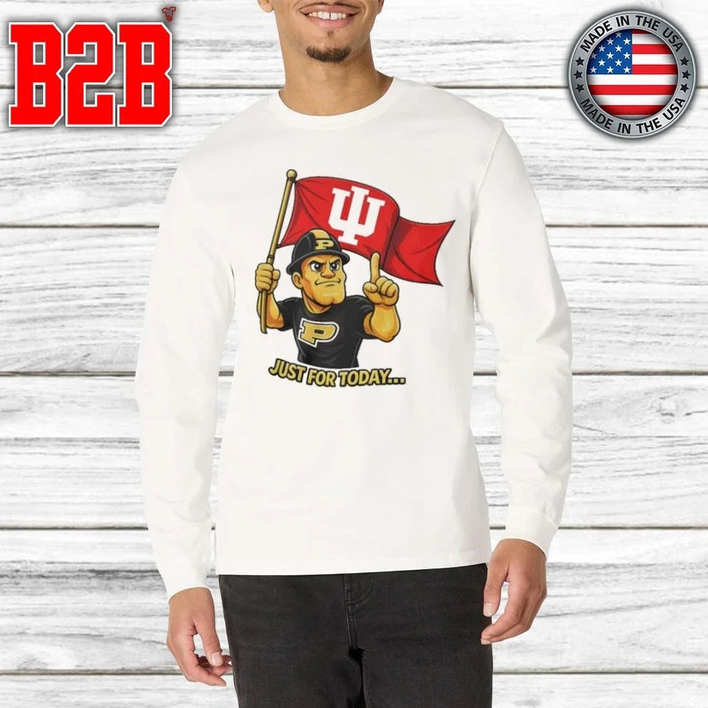 Just For Today Purdue Pete With Flag Indiana Hoosier Shirt Unisex