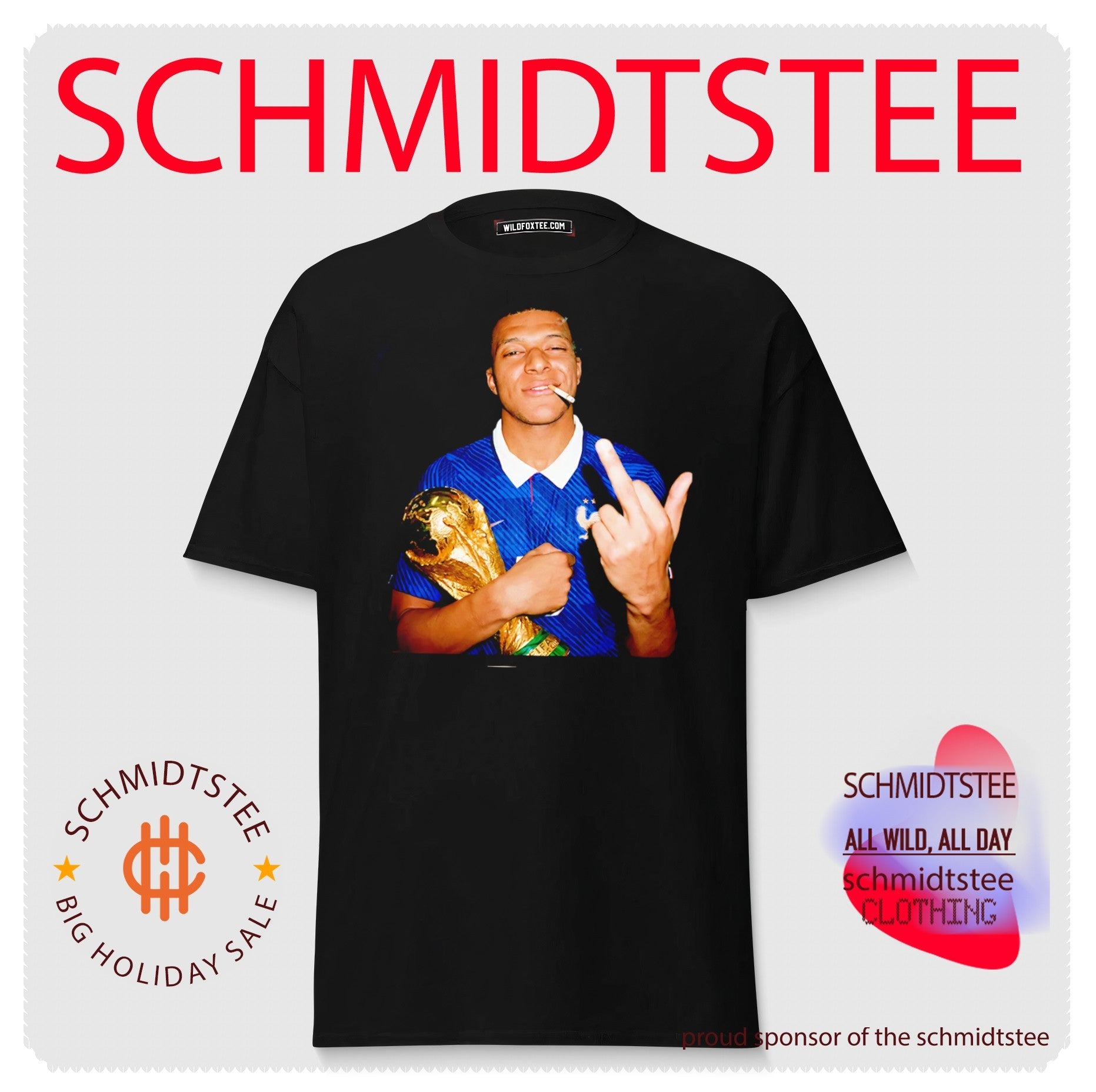 Kylian Mbappe France National Team World Cup middle finger and trophy shirt