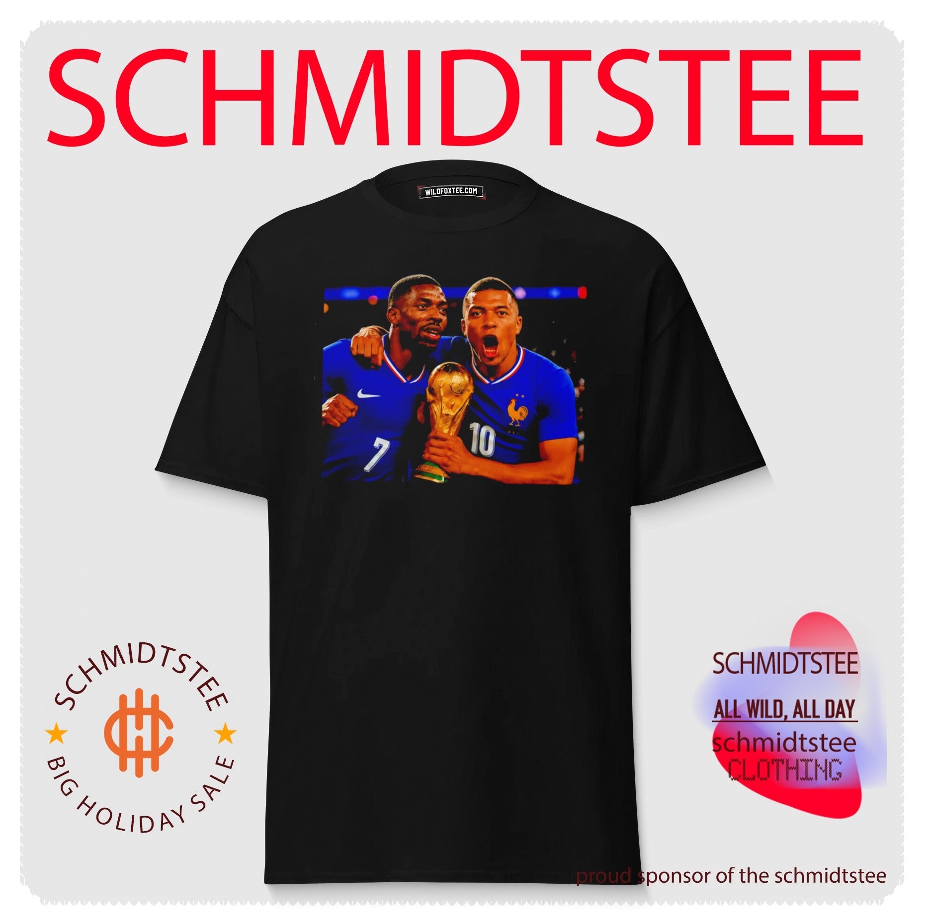 Kylian Mbappé and Ousmane Dembélé France National Team World Cup Champions shirt