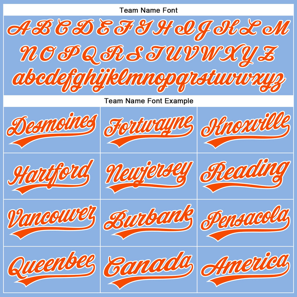 Custom Light Blue Orange Pinstripe White Authentic Baseball Jersey