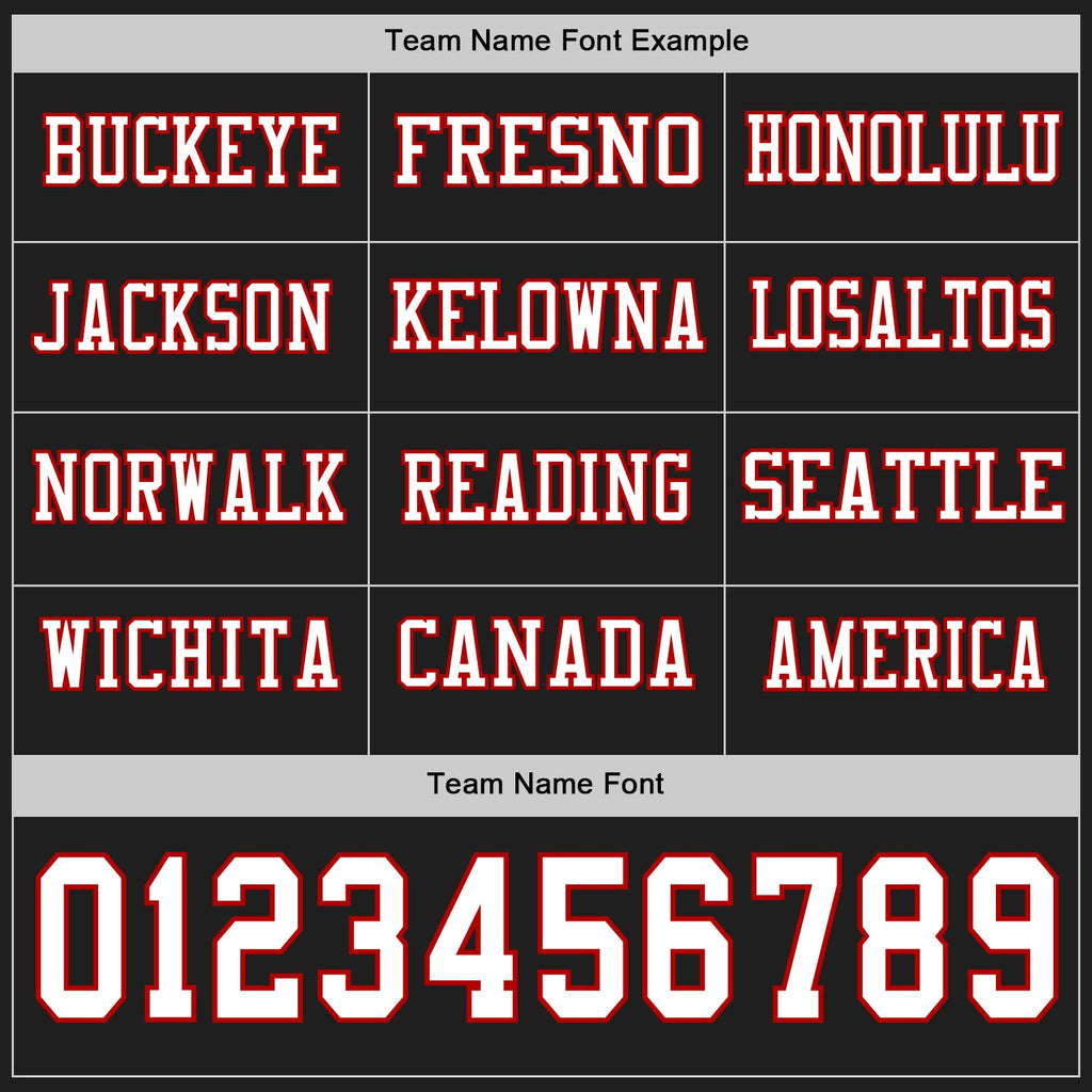 Custom Black White-Red Long Sleeve Authentic Football Jersey