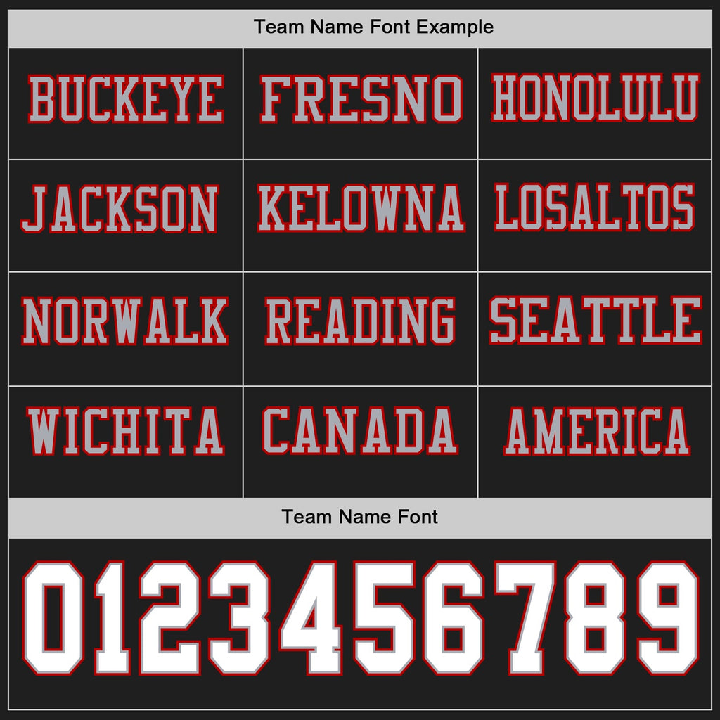 Custom Black White Gray-Red Long Sleeve Authentic Football Jersey