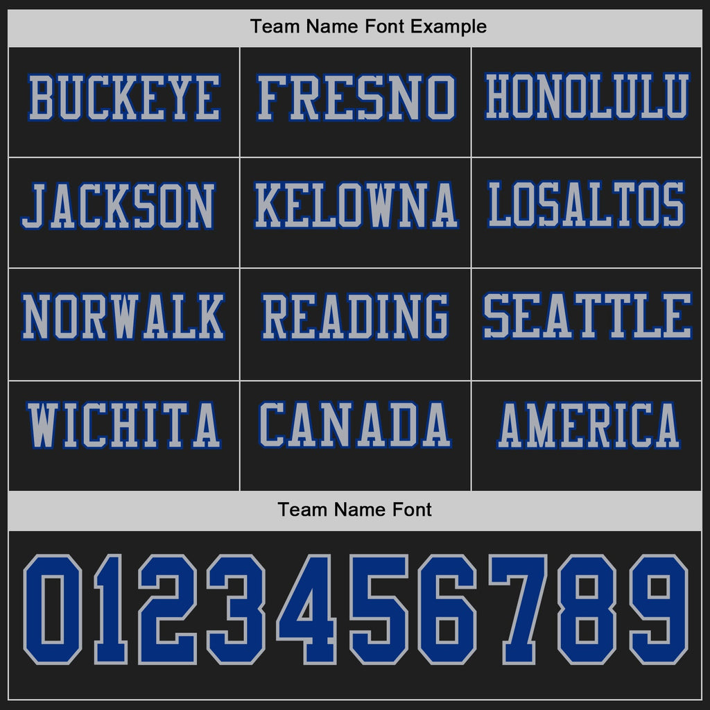 Custom Black Royal-Gray Long Sleeve Authentic Football Jersey