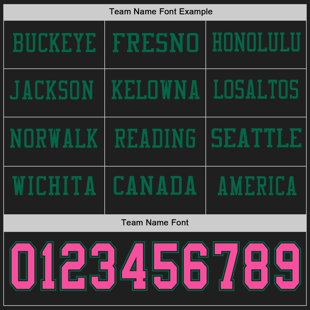 Custom Black Pink-Kelly Green Long Sleeve Authentic Football Jersey
