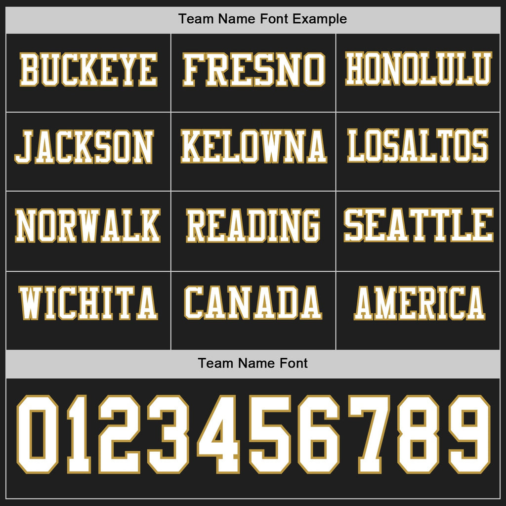 Custom Black White-Old Gold Long Sleeve Authentic Football Jersey