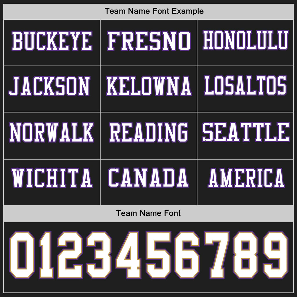 Custom Black White Old Gold-Purple Long Sleeve Authentic Football Jersey