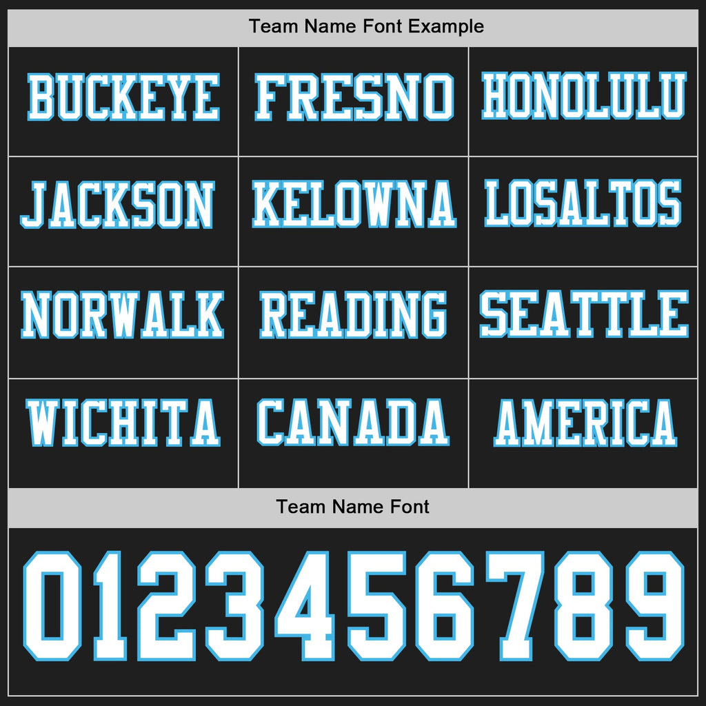 Custom Black White-Sky Blue Long Sleeve Authentic Football Jersey