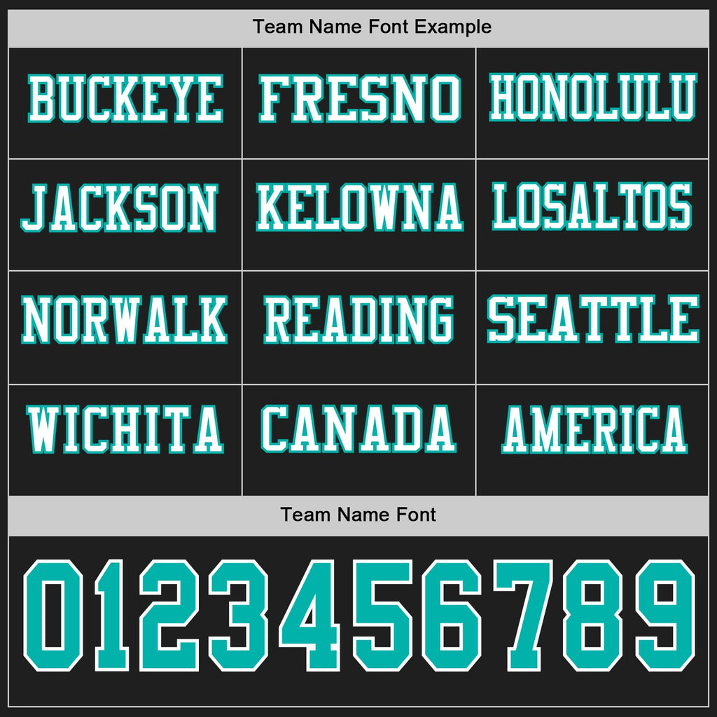 Custom Black Aqua-White Long Sleeve Authentic Football Jersey