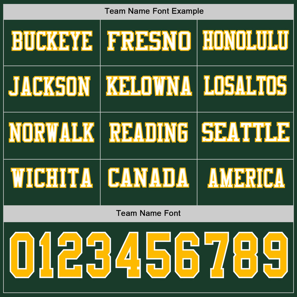 Custom Green Gold-White Long Sleeve Authentic Football Jersey