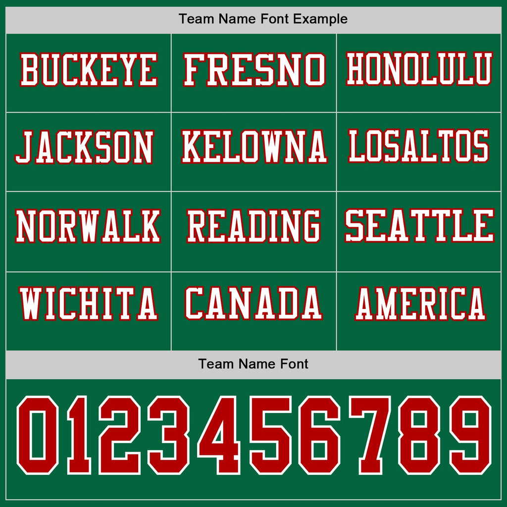 Custom Kelly Green Red-White Long Sleeve Authentic Football Jersey
