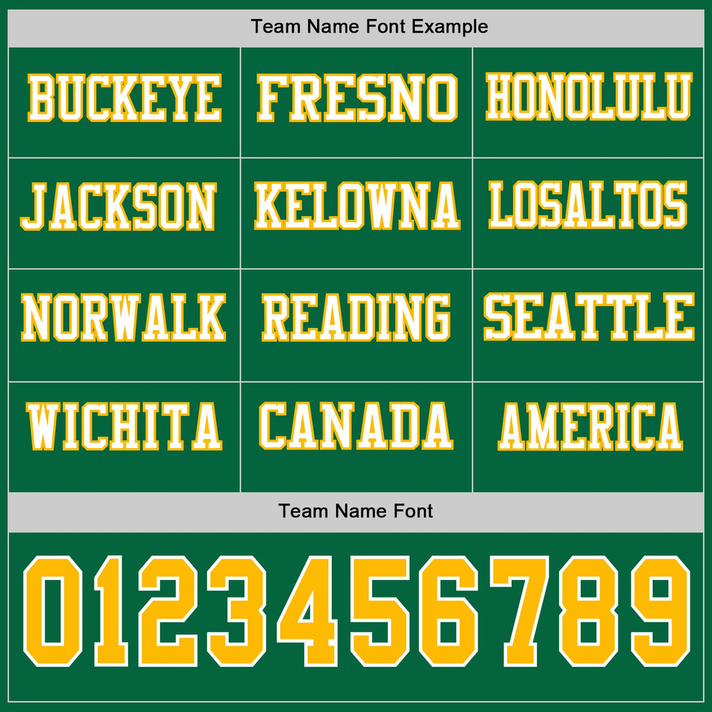 Custom Kelly Green Gold-White Long Sleeve Authentic Football Jersey