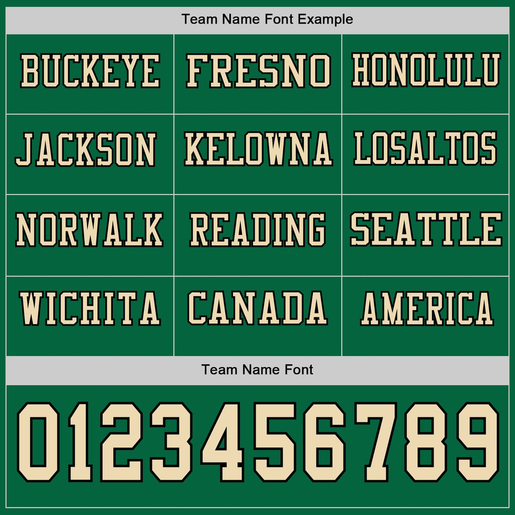 Custom Kelly Green Cream-Black Long Sleeve Authentic Football Jersey