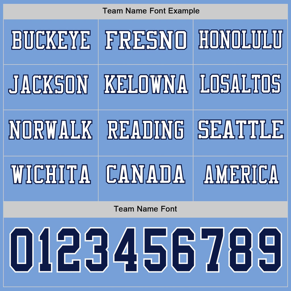 Custom Light Blue Navy-White Long Sleeve Authentic Football Jersey