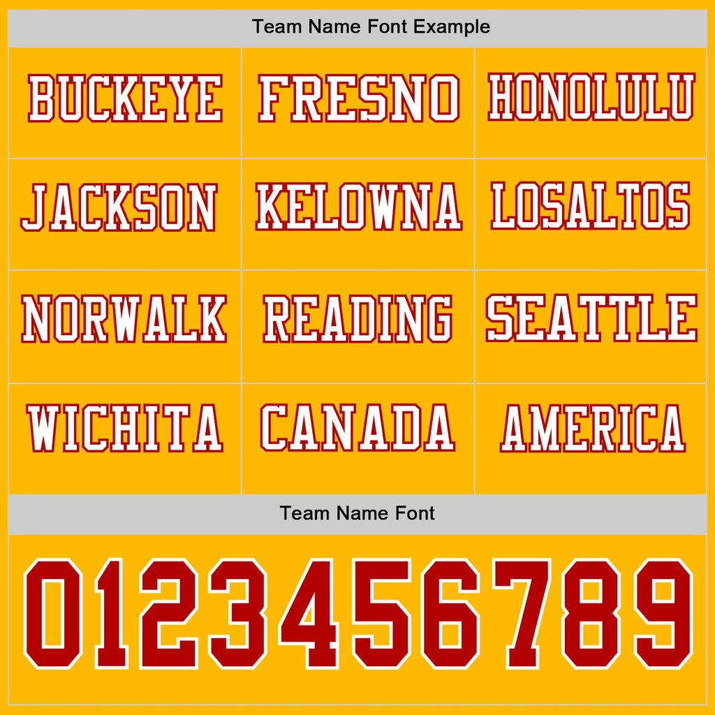 Custom Gold Red-White Long Sleeve Authentic Football Jersey
