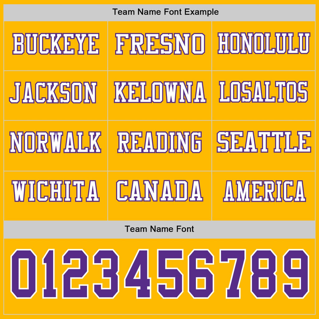 Custom Gold Purple-White Long Sleeve Authentic Football Jersey
