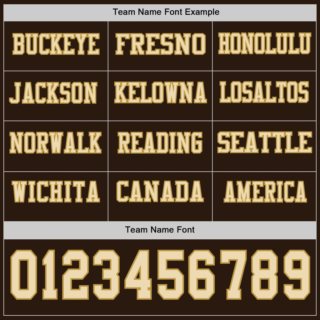 Custom Brwon Cream-Old Gold Long Sleeve Authentic Football Jersey
