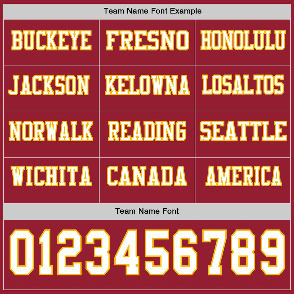 Custom Cardinal White-Gold Long Sleeve Authentic Football Jersey