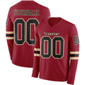 Custom Cardinal Black-Cream Long Sleeve Authentic Football Jersey