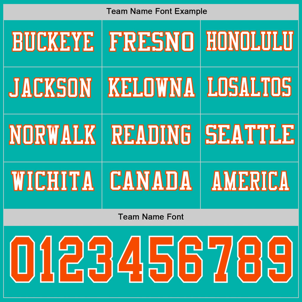 Custom Aqua Orange-White Long Sleeve Authentic Football Jersey