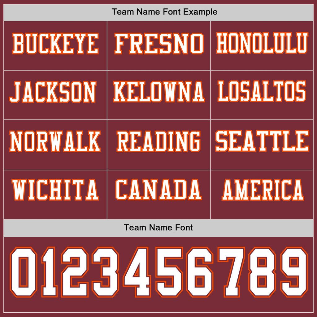 Custom Burgundy White-Orange Long Sleeve Authentic Football Jersey