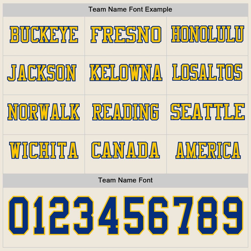 Custom Cream Royal-Yellow Long Sleeve Authentic Football Jersey