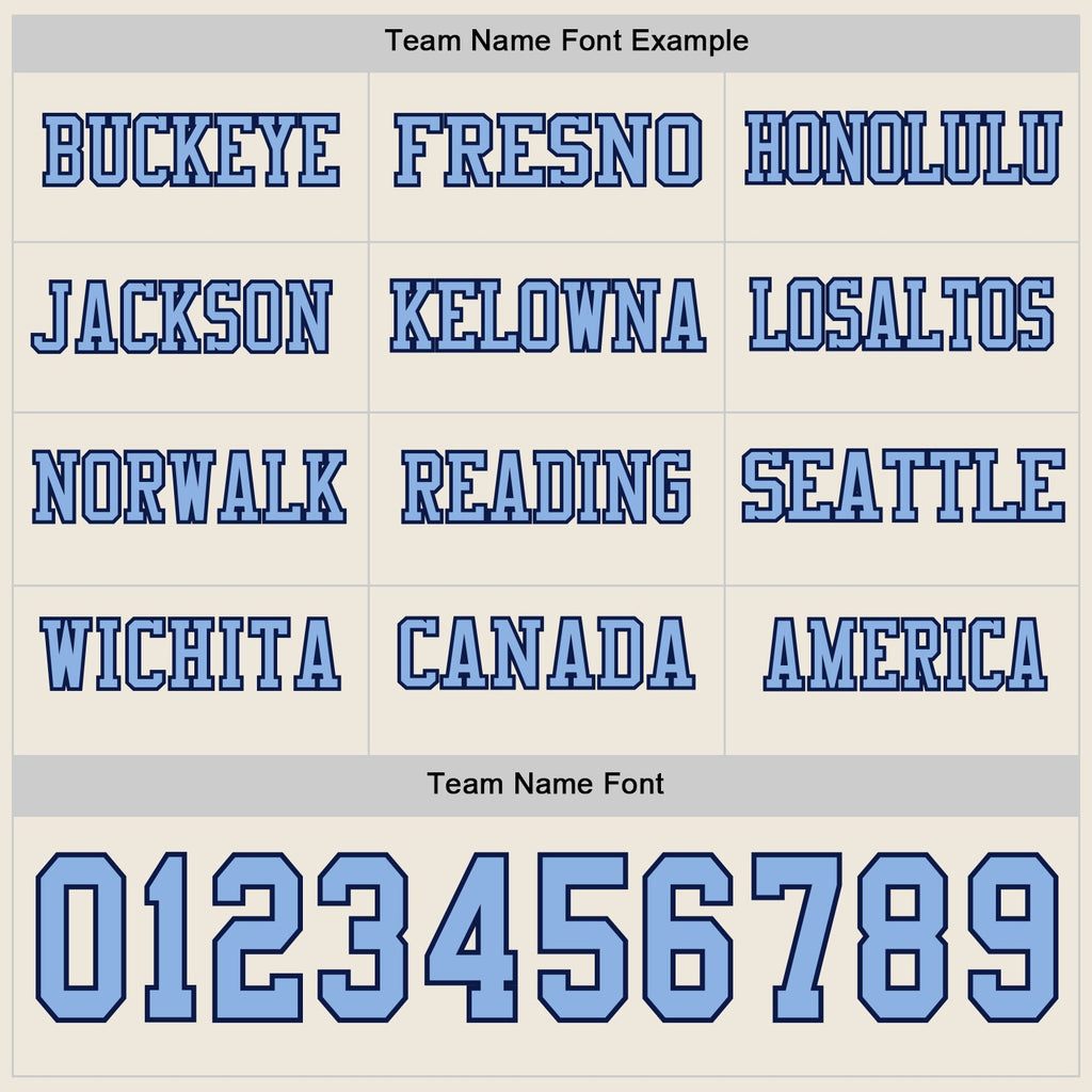 Custom Cream Light Blue-Navy Long Sleeve Authentic Football Jersey
